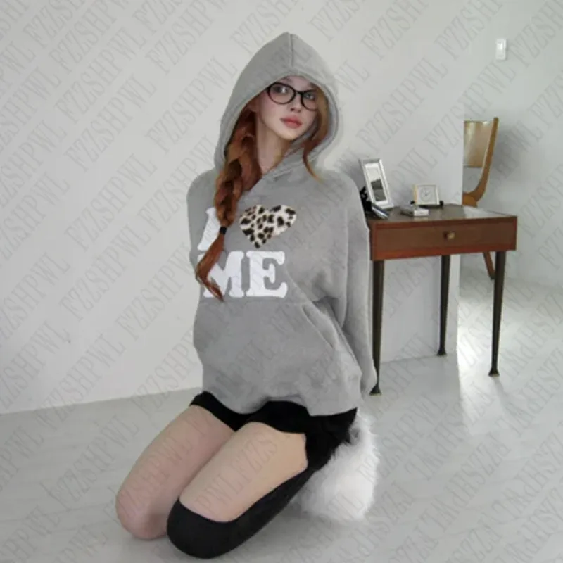 JazzHer Korean 2000s Harajuku Aesthetic Print Women's Hoodies Casual Slim Chic Sweatshirt Grunge Punk Hip Hop Gothic Emo Girl Streetwear