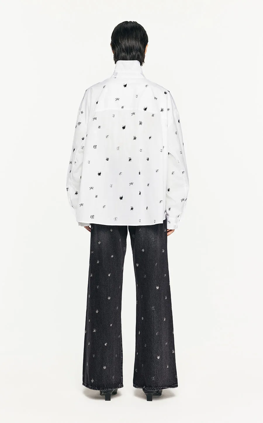 Jeans/JNBY Loose Fitting Embroidered Denim Jeans