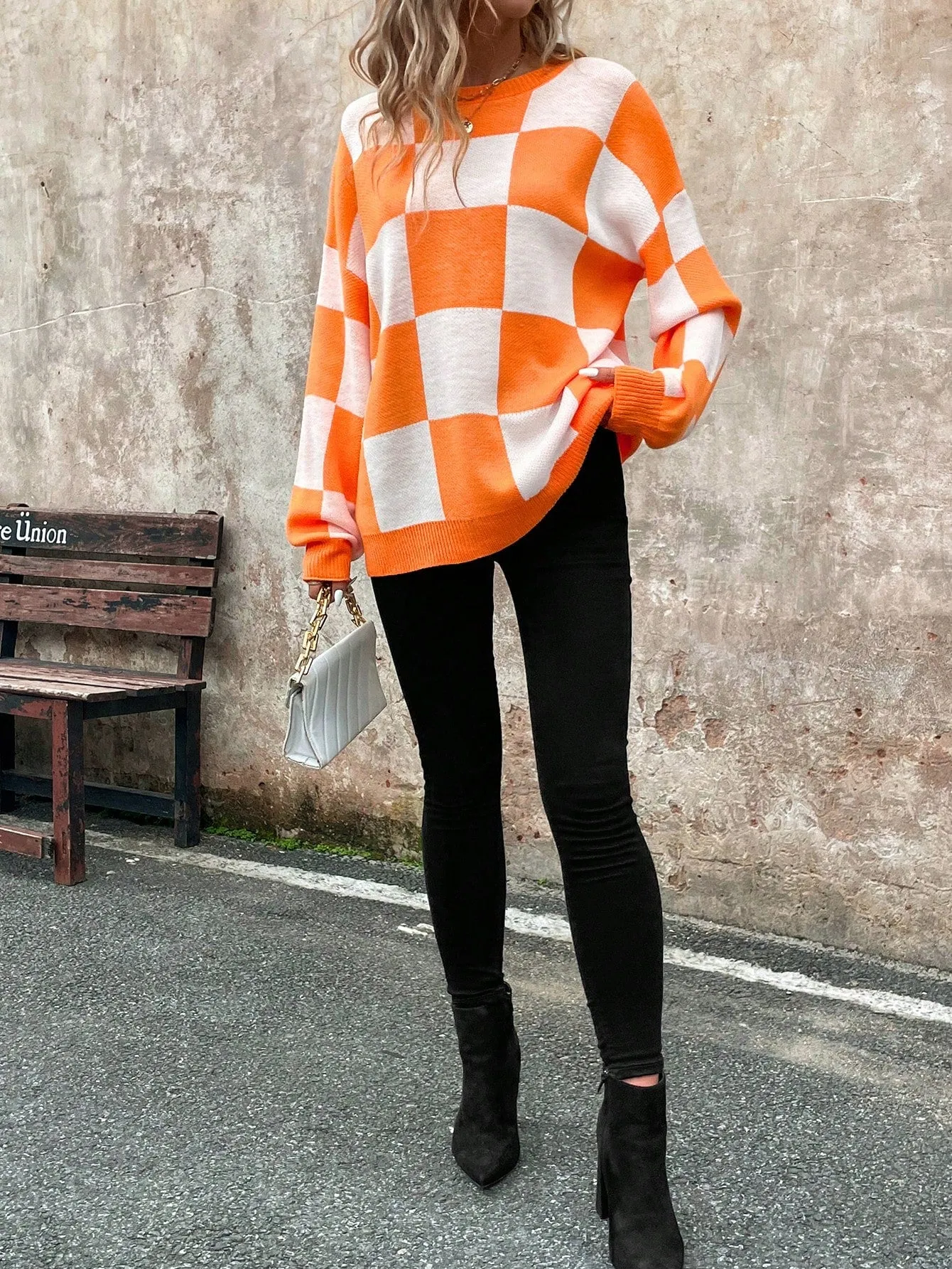 Jersey Cálido a Cuadros Naranja para Mujer en Cherry Vibes