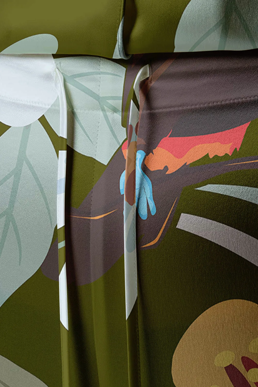 Jungle Whimsy – Playful Tropical Floral Satin Pajama Set