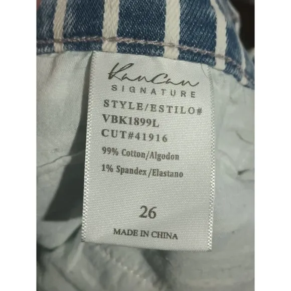 KanCan 26 Ultra High Rise Super Flare Jeans Raw Hem Striped 26 x 33