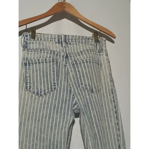 KanCan 26 Ultra High Rise Super Flare Jeans Raw Hem Striped 26 x 33