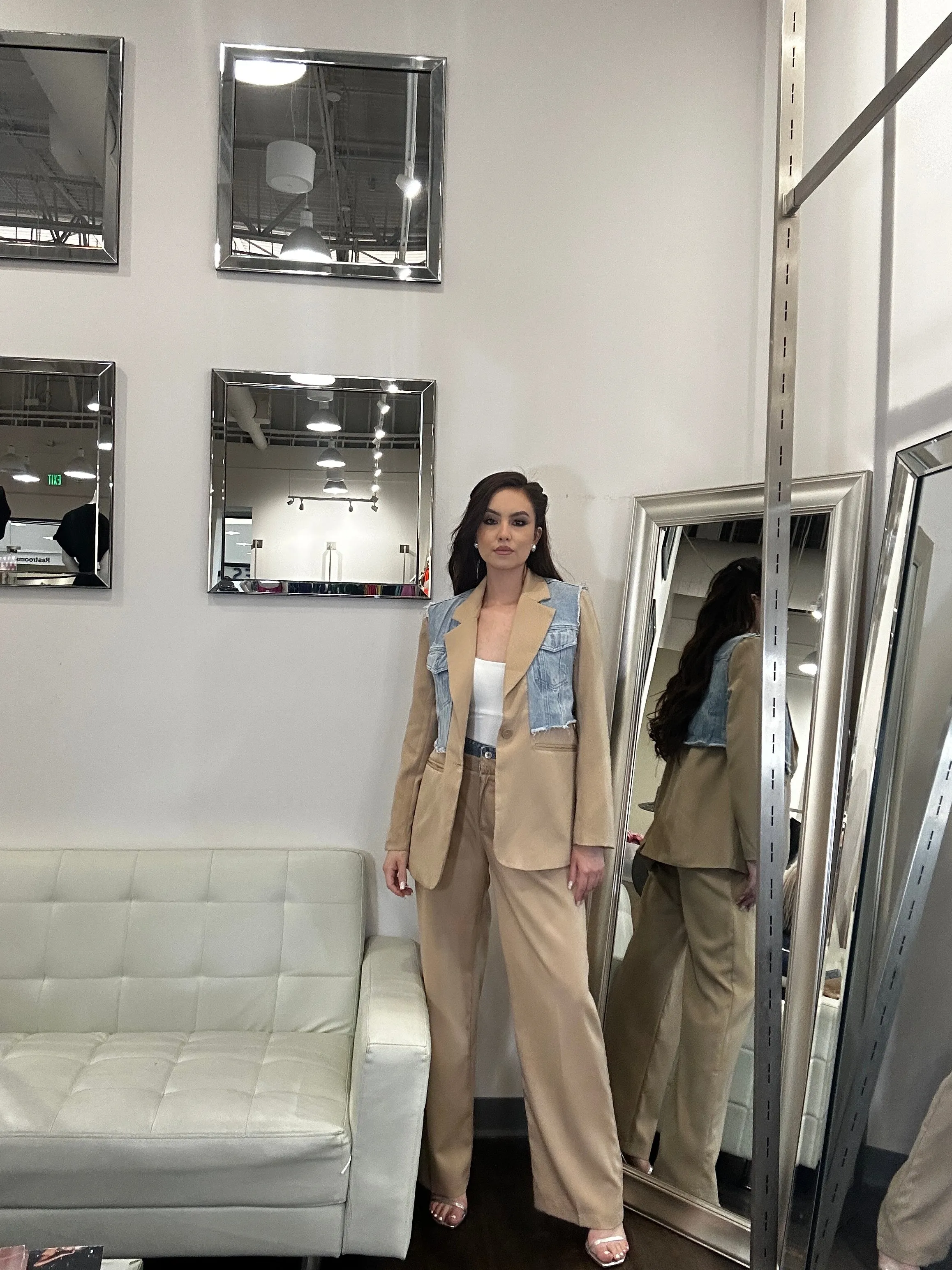Karen Denim Blazer - Mocha
