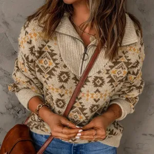 Keyla - Stilvoller und Lässiger Herbstpullover Tawny mit Kragen und Reißverschluss für Damen