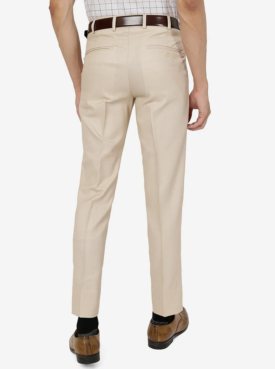 Khaki Solid Super Slim Fit Formal Trouser | Greenfibre