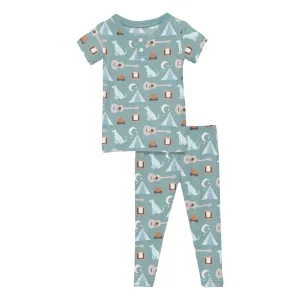 KicKee - Short Sleeve Henley Pajama Set - Jade Campfire