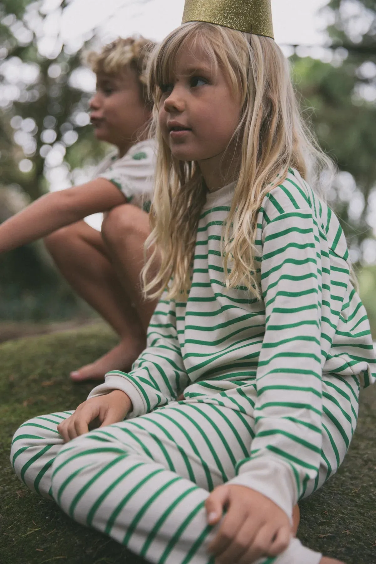 kids classic pj set | green breton