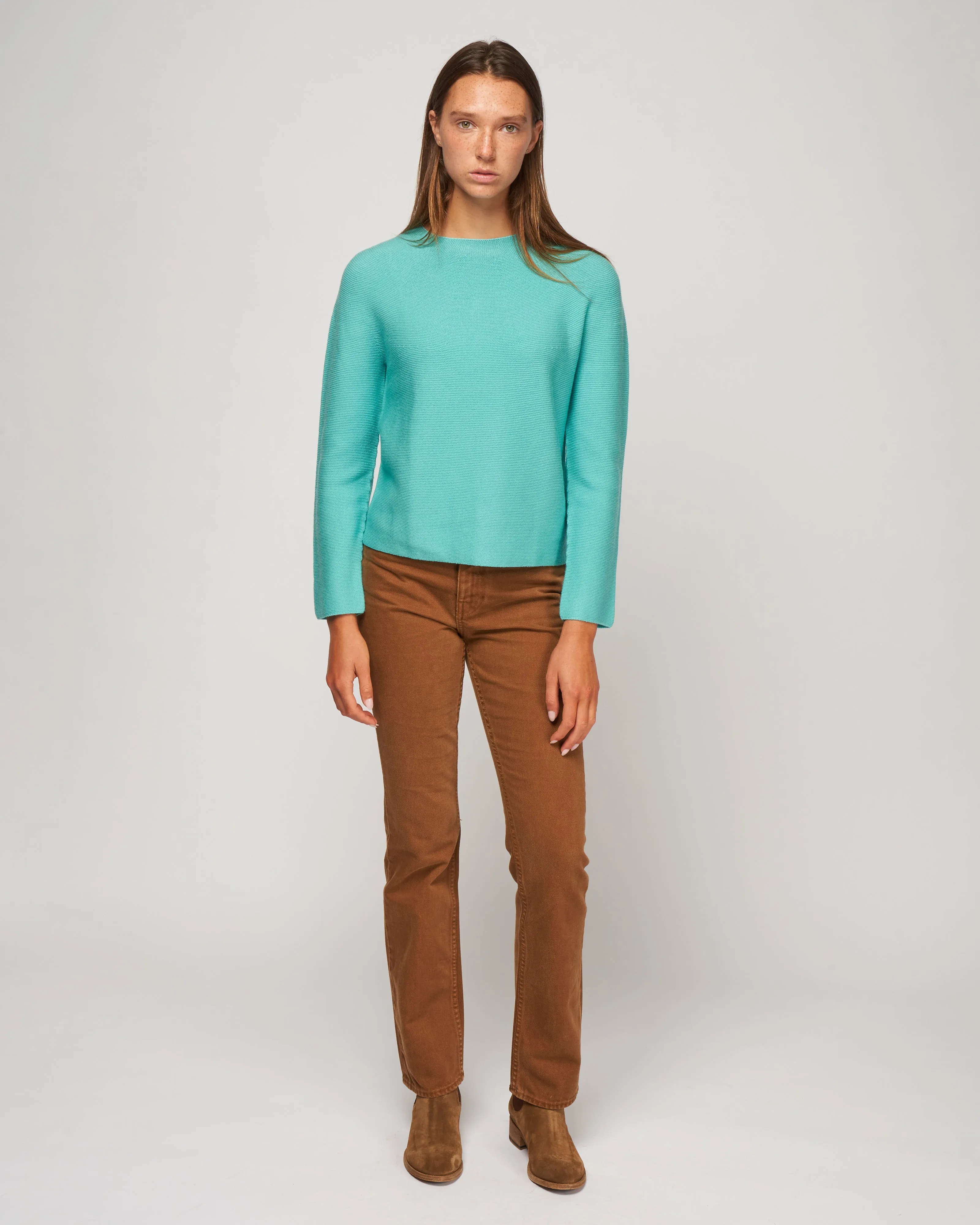 knitted crewneck sweater - seafoam
