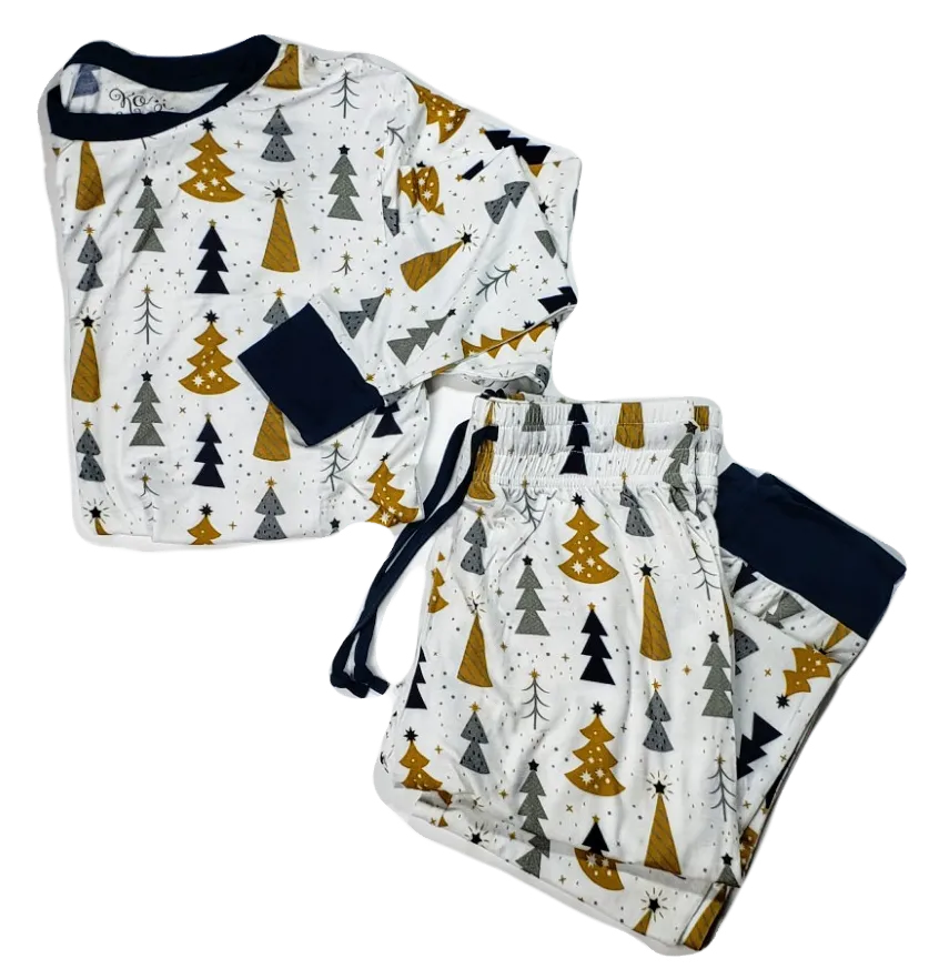 Kozi & Co Silver & Gold Trees Women's Pajama Set