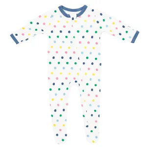 Kyte Zippered Footie- Spring Polka Dots