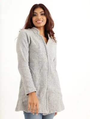 Ladies Casual Coat - Grey Melange