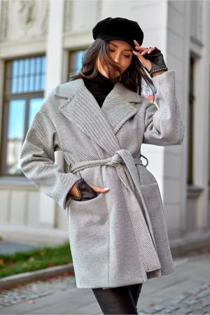 Lapel Collar Short Coat With Pockets