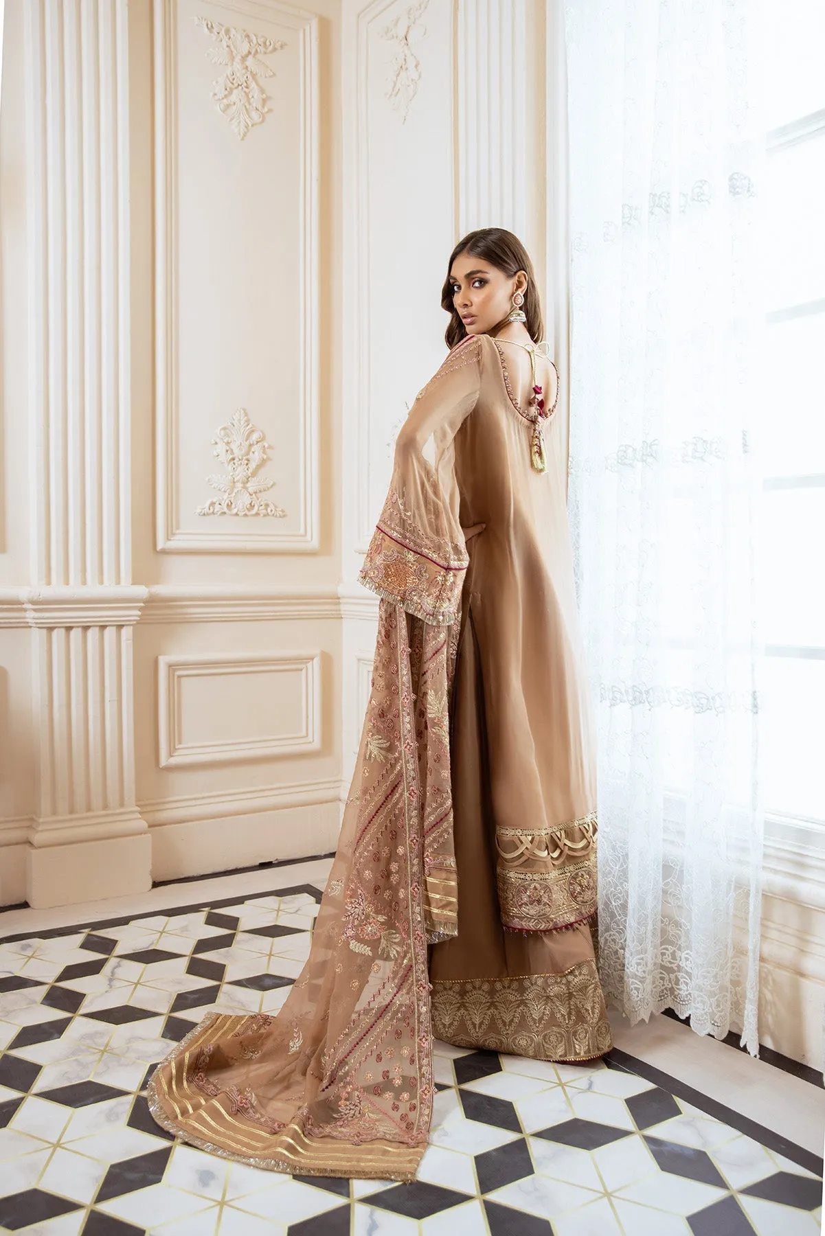 Latest Formal Dress Pakistani in Beige Shade #PF391