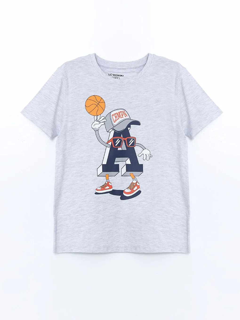 LCW Kids Gray Crew Neck Boy Shorts Pajama Set