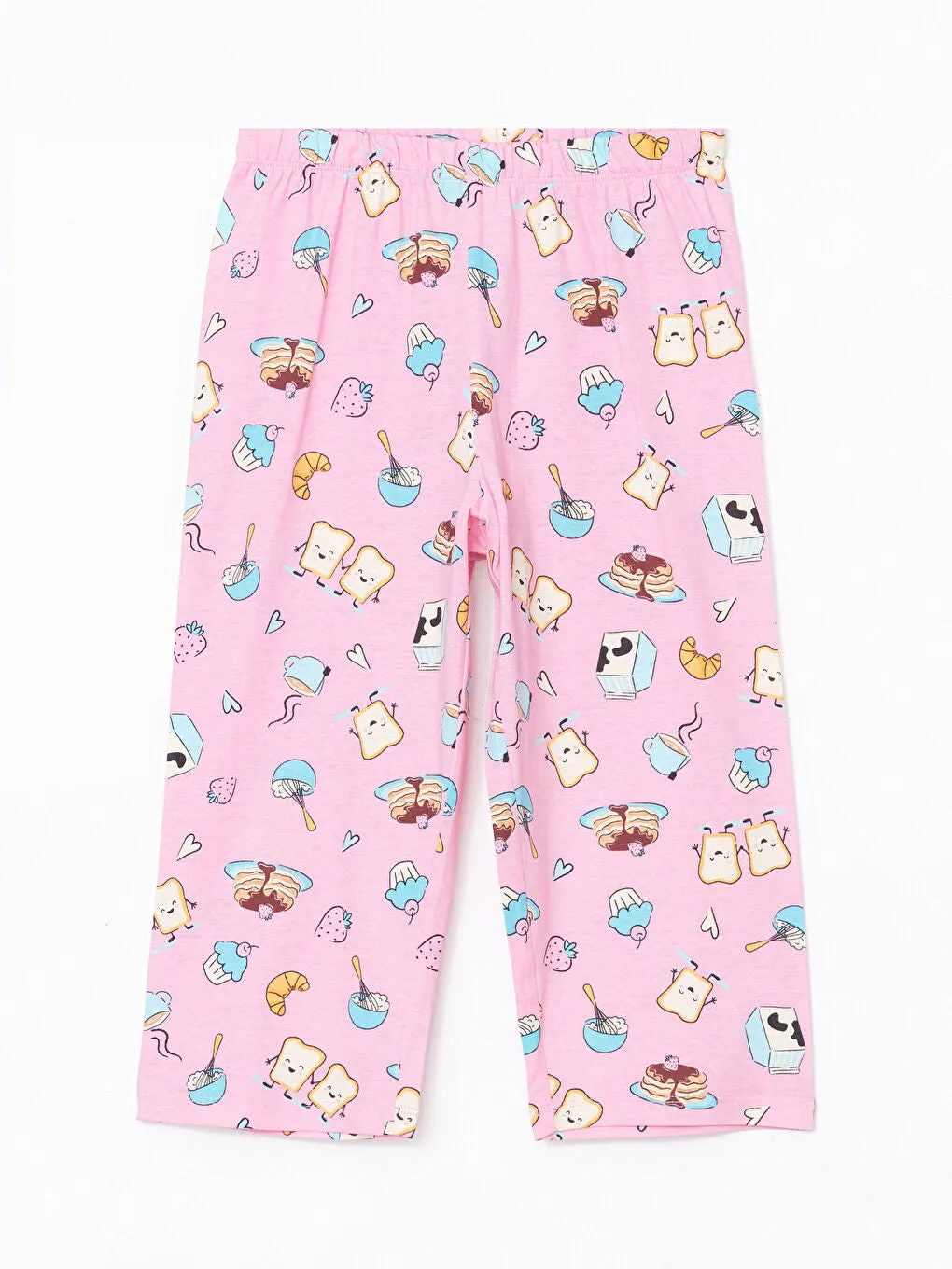 LCW Kids Yellow Crew Neck Girls Pajama Set