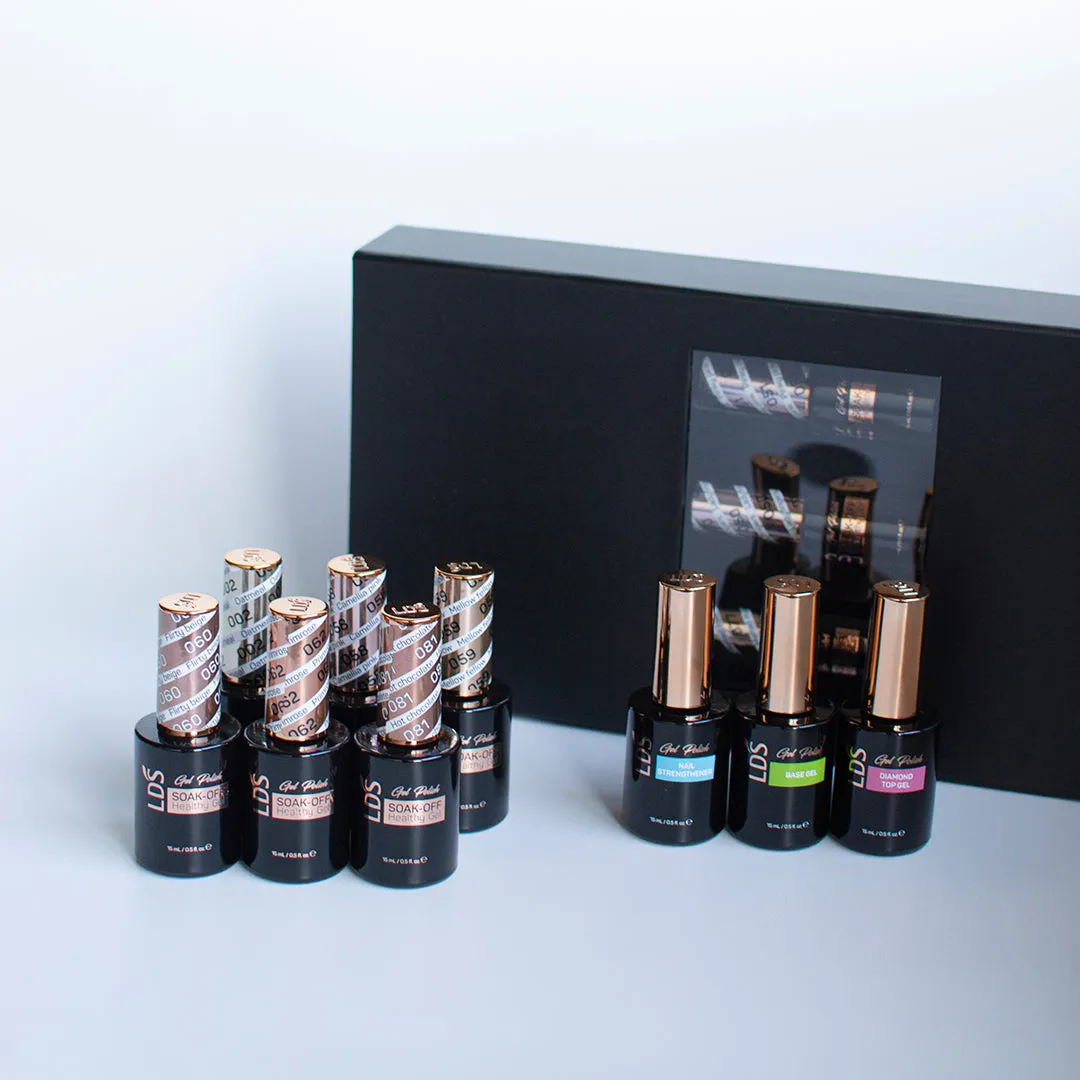LDS Holiday Collection: 6 Healthy Gel Polishes, 1 Base Gel, 1 Top Gel, 1 Strengthener - MUSEUM MUSE -  002; 058; 059; 060; 062; 081