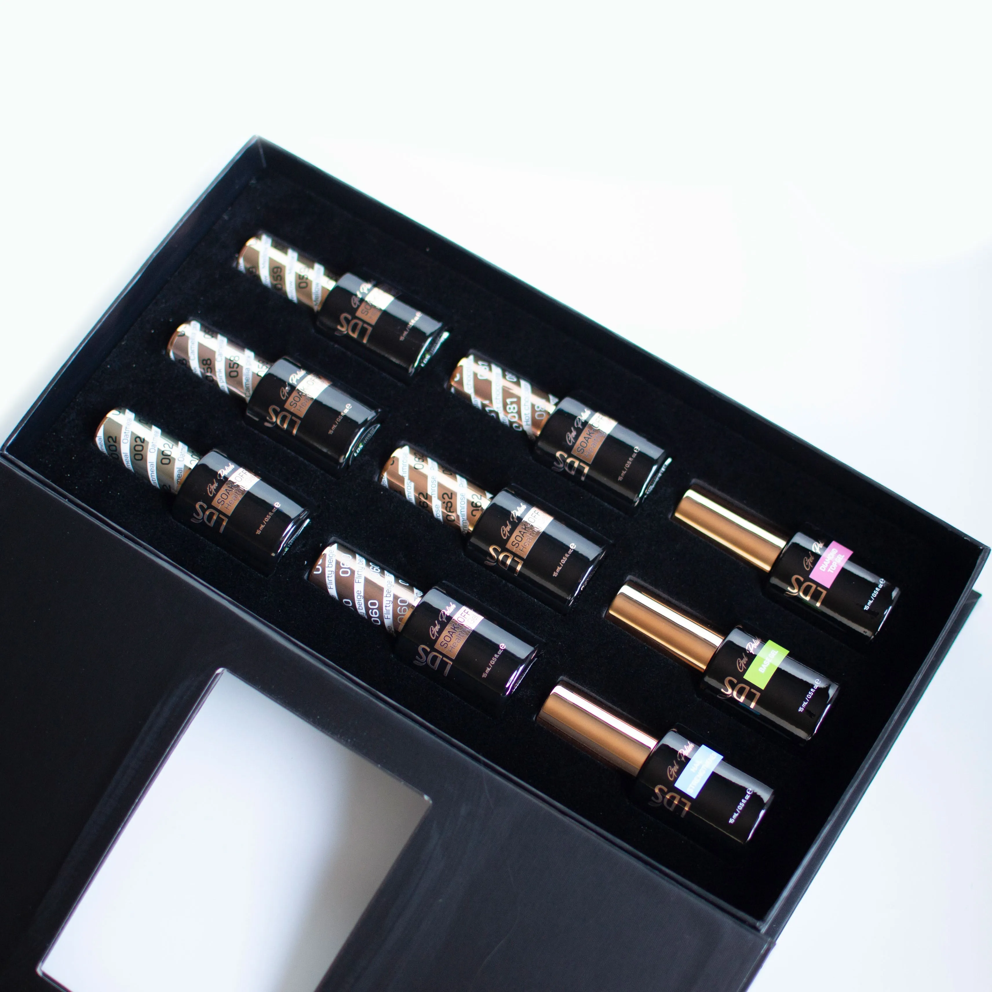 LDS Holiday Collection: 6 Healthy Gel Polishes, 1 Base Gel, 1 Top Gel, 1 Strengthener - MUSEUM MUSE -  002; 058; 059; 060; 062; 081