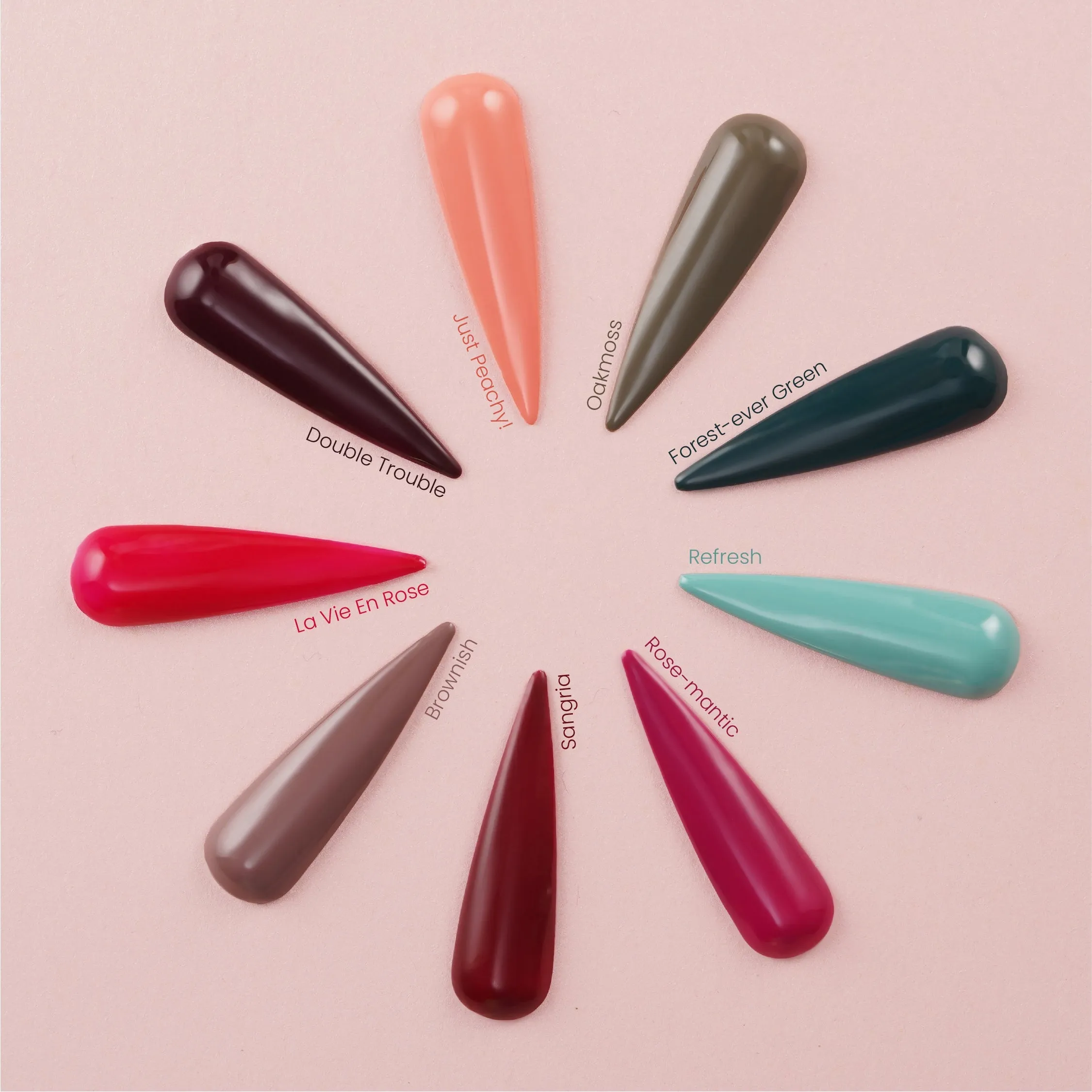 LDS Holiday Collection: 6 Healthy Gel Polishes, 1 Base Gel, 1 Top Gel, 1 Strengthener - WINTER MOOD - 007; 031; 032; 033; 094; 121