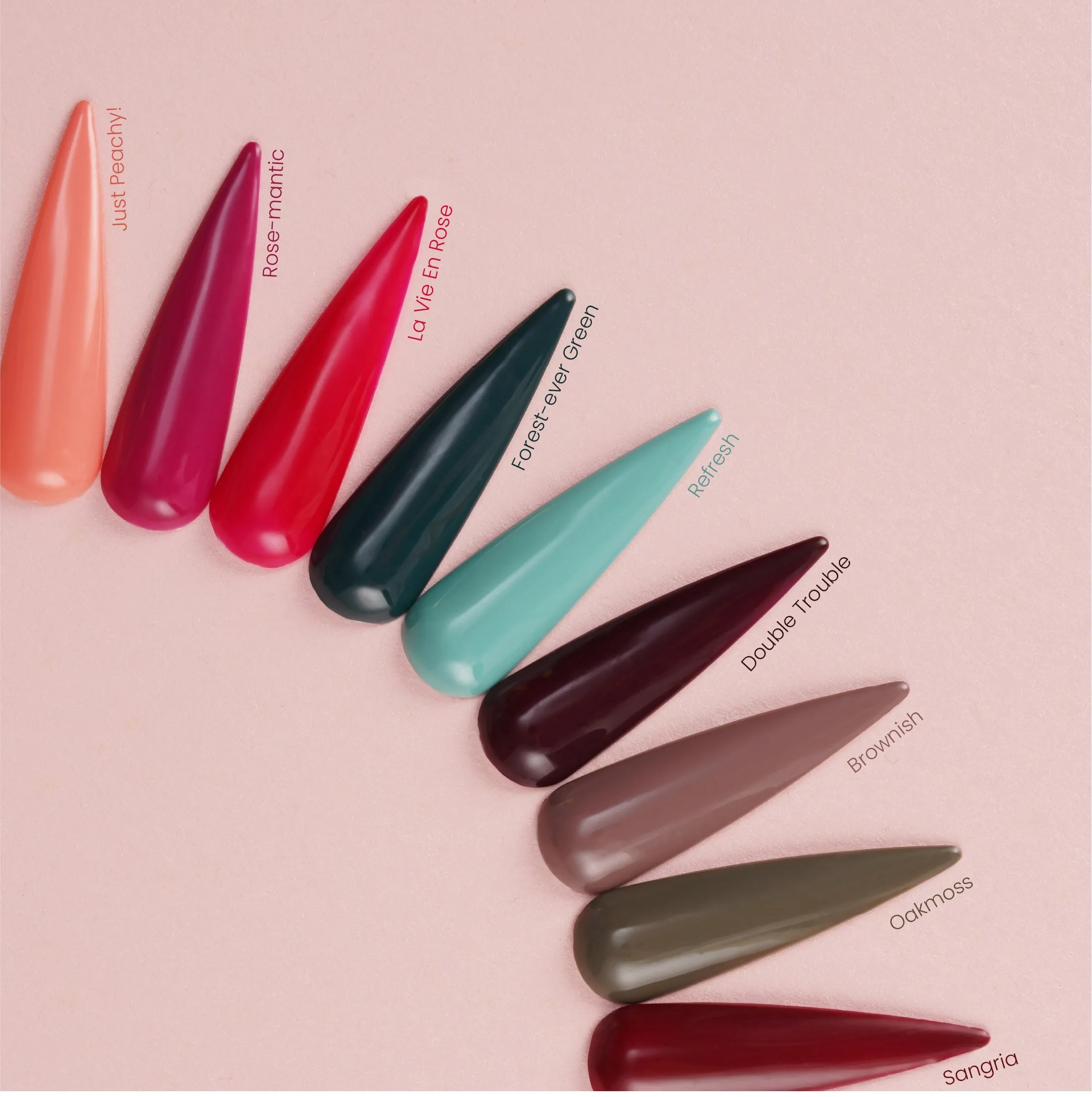 LDS Holiday Collection: 6 Healthy Gel Polishes, 1 Base Gel, 1 Top Gel, 1 Strengthener - WINTER MOOD - 007; 031; 032; 033; 094; 121