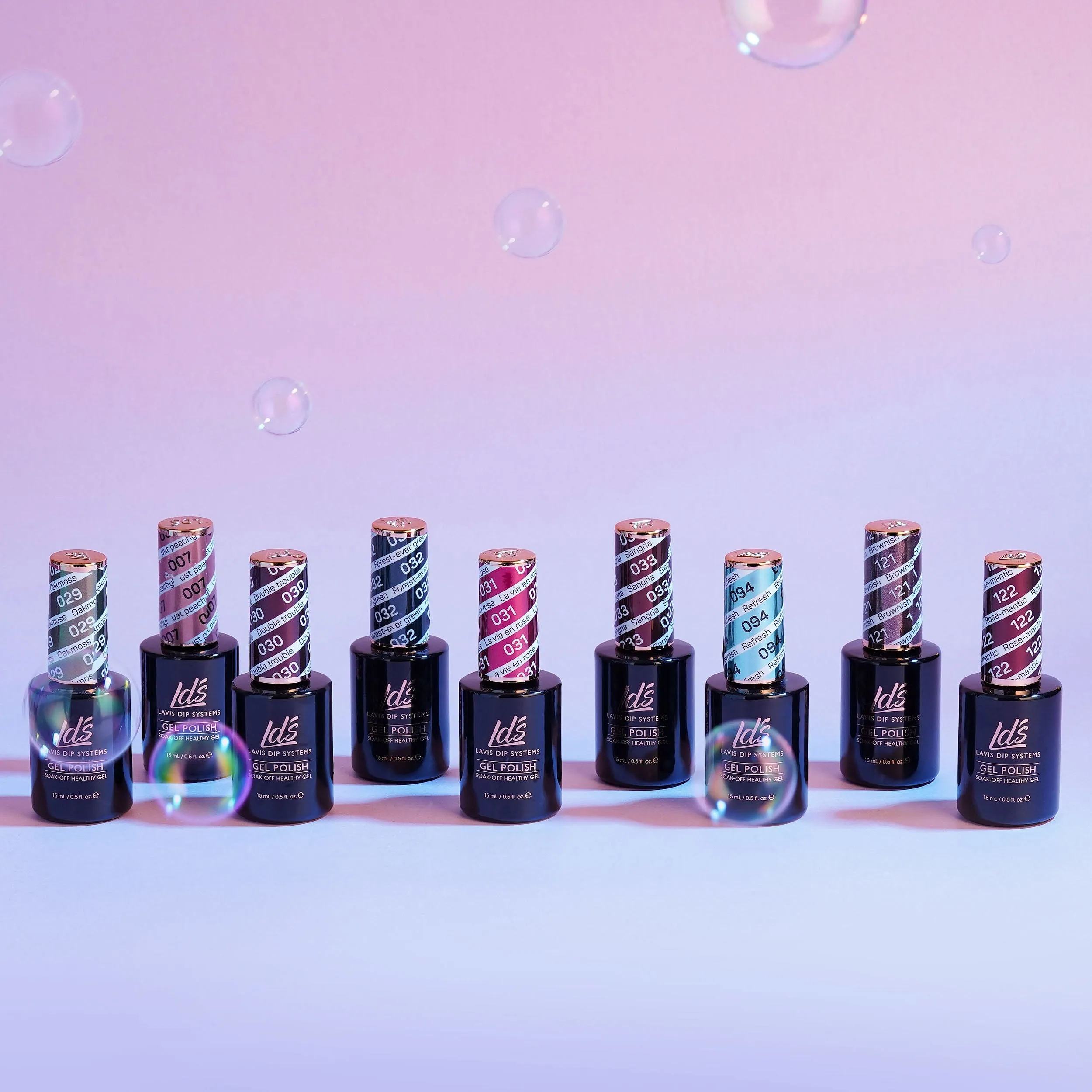 LDS Holiday Collection: 6 Healthy Gel Polishes, 1 Base Gel, 1 Top Gel, 1 Strengthener - WINTER MOOD - 007; 031; 032; 033; 094; 121