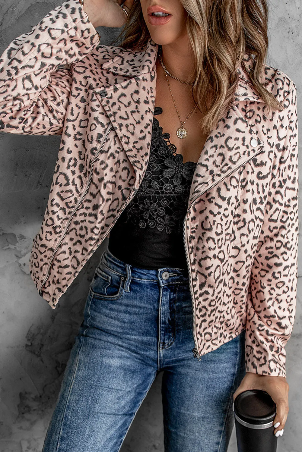 Leopard Print Zipper Jacket