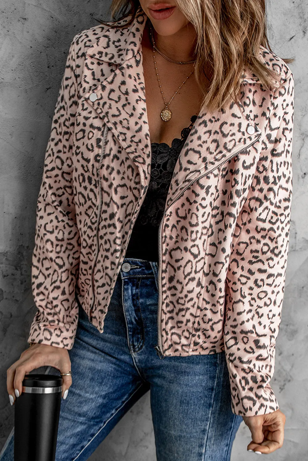 Leopard Print Zipper Jacket