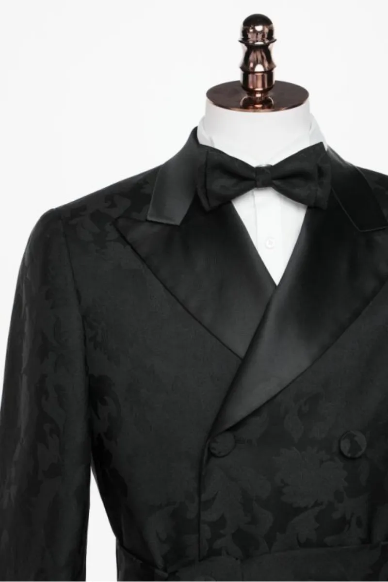 Lexington Black Jacquard Overcoat