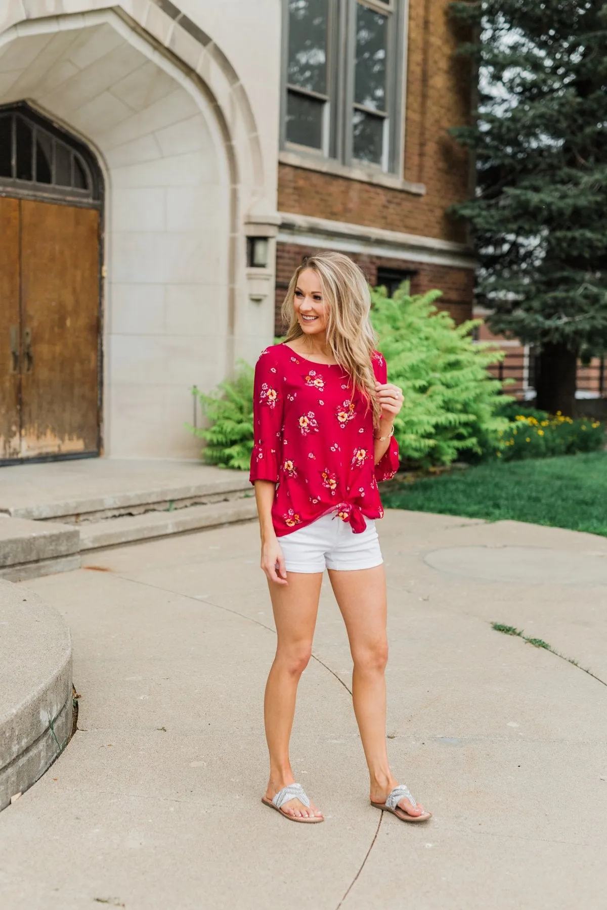 Life In A Fairytale Floral Top- Fuchsia