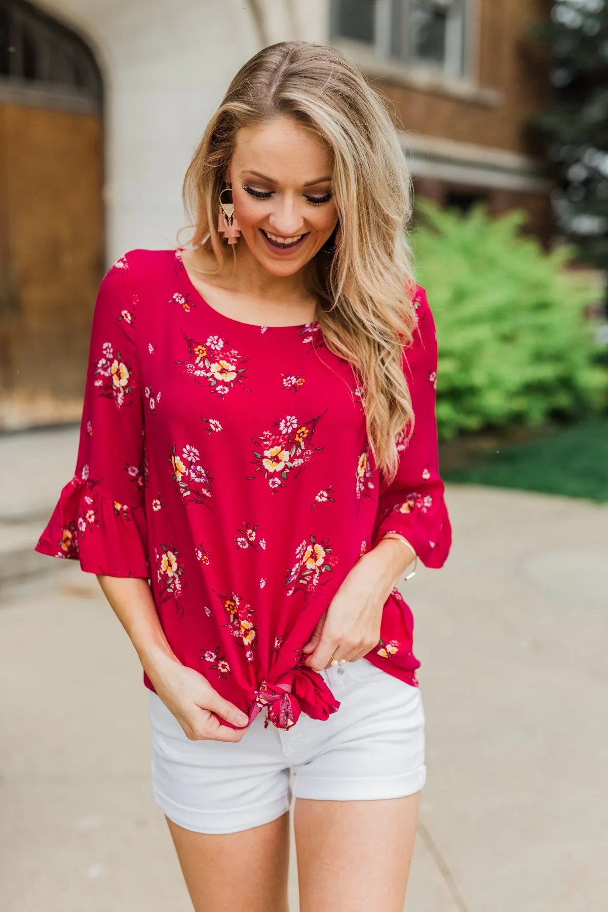 Life In A Fairytale Floral Top- Fuchsia