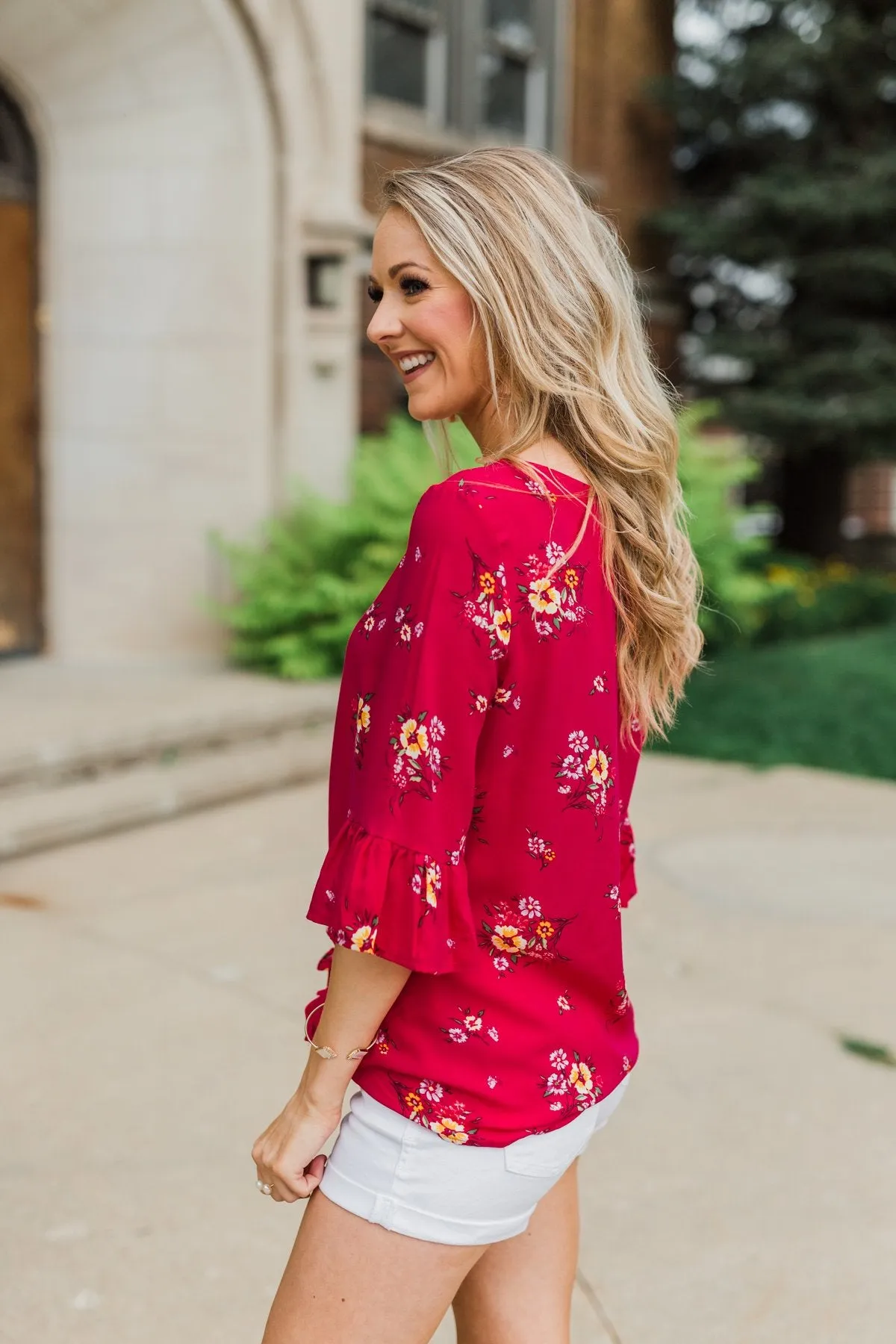 Life In A Fairytale Floral Top- Fuchsia