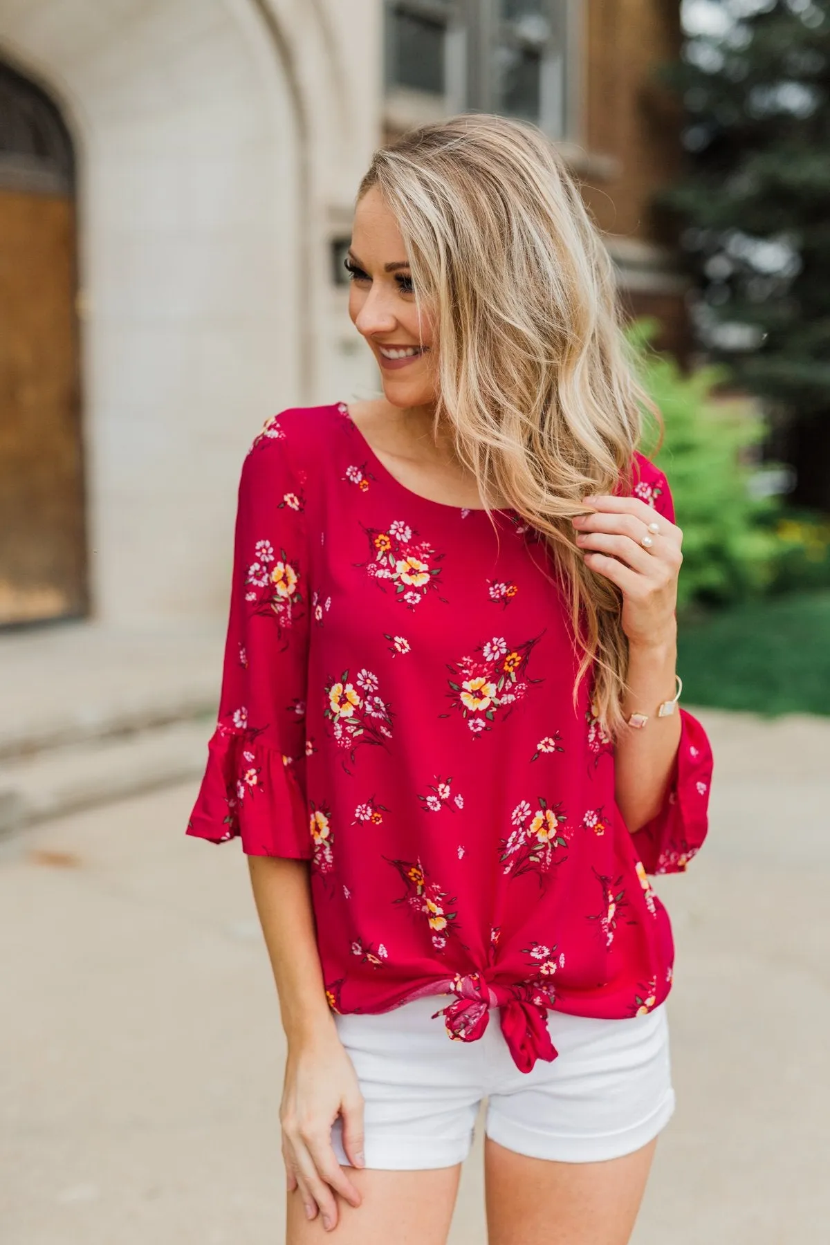 Life In A Fairytale Floral Top- Fuchsia