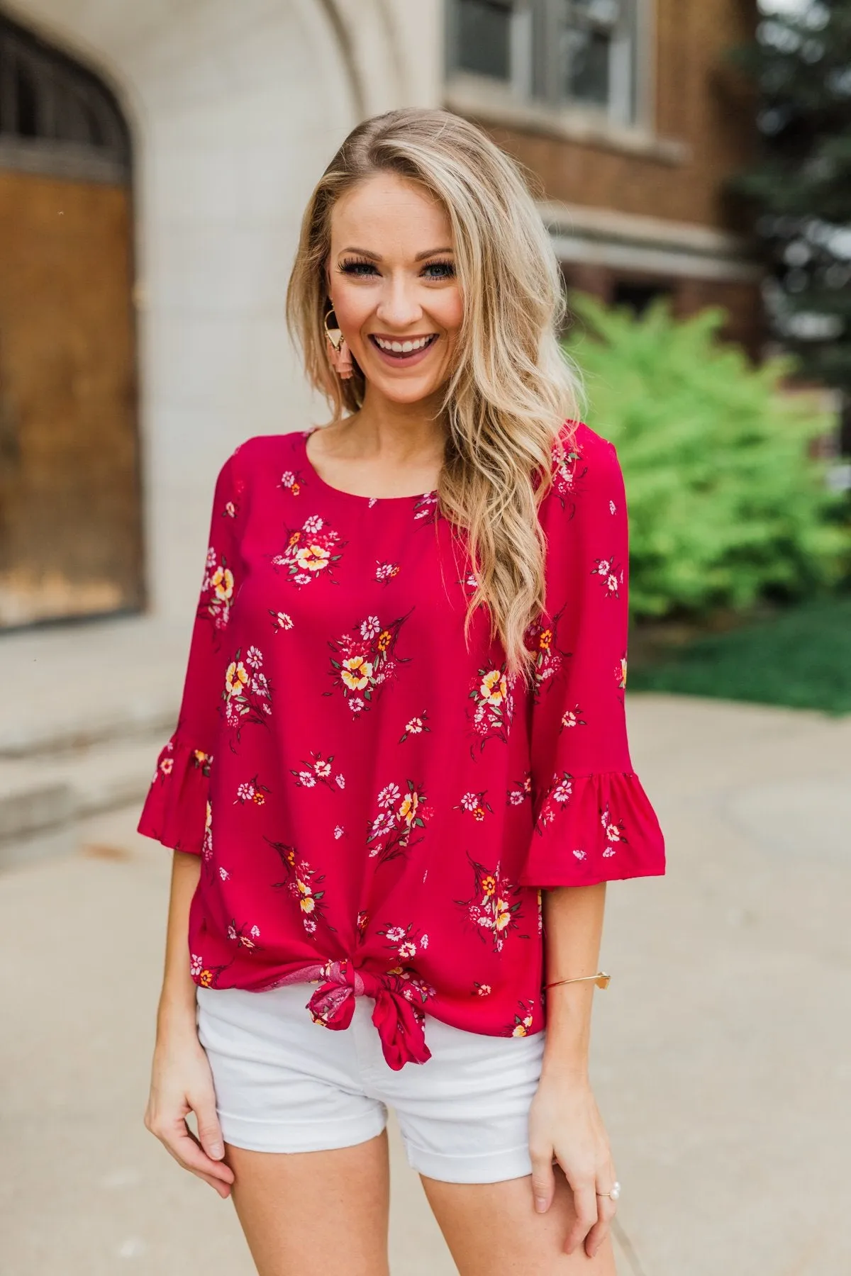 Life In A Fairytale Floral Top- Fuchsia