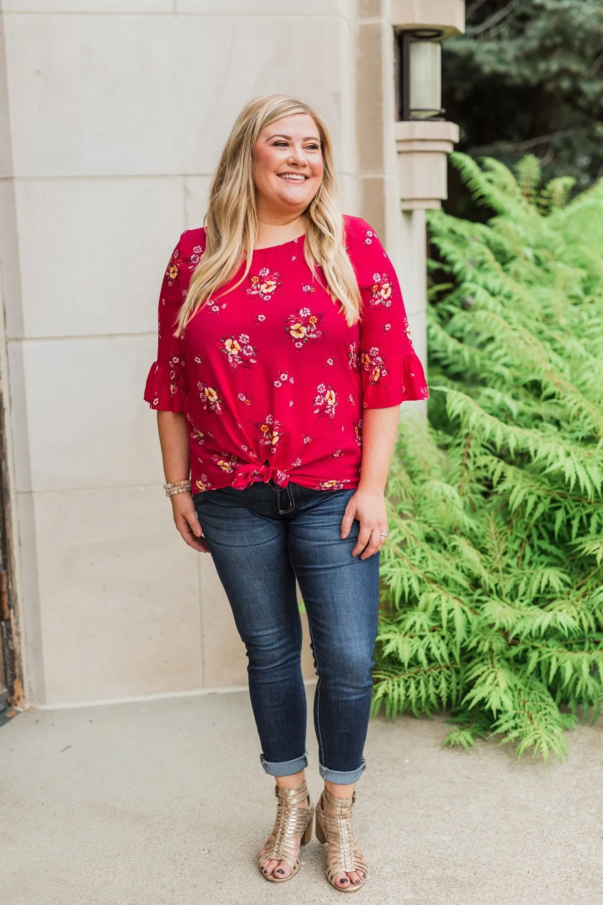 Life In A Fairytale Floral Top- Fuchsia