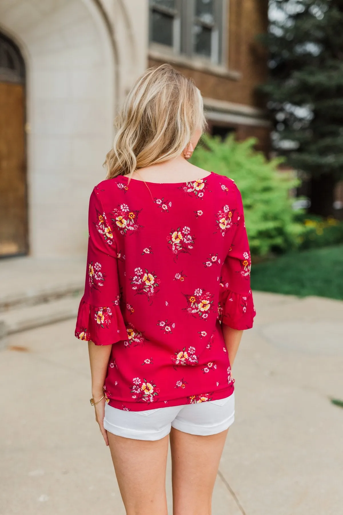 Life In A Fairytale Floral Top- Fuchsia