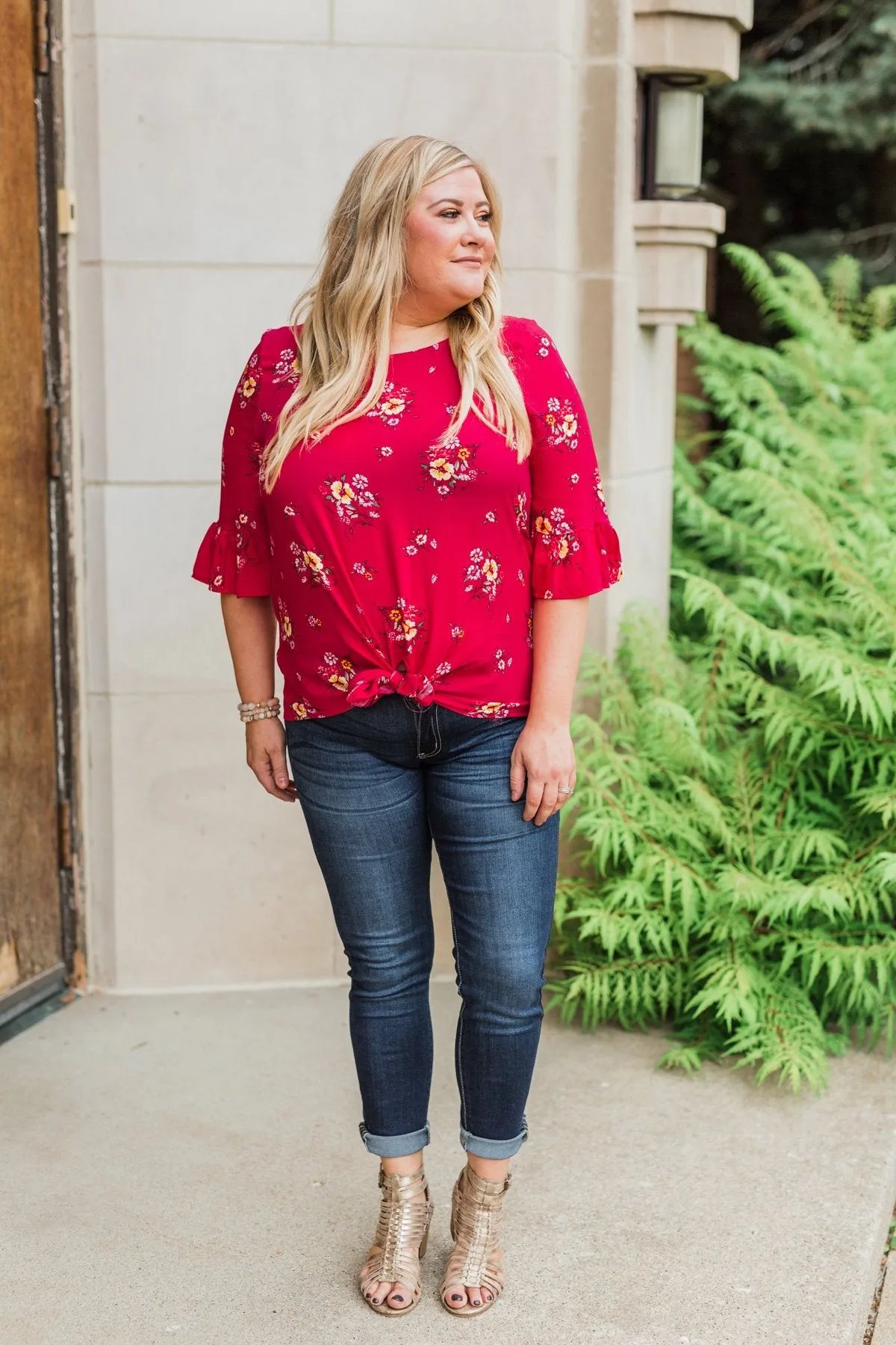 Life In A Fairytale Floral Top- Fuchsia