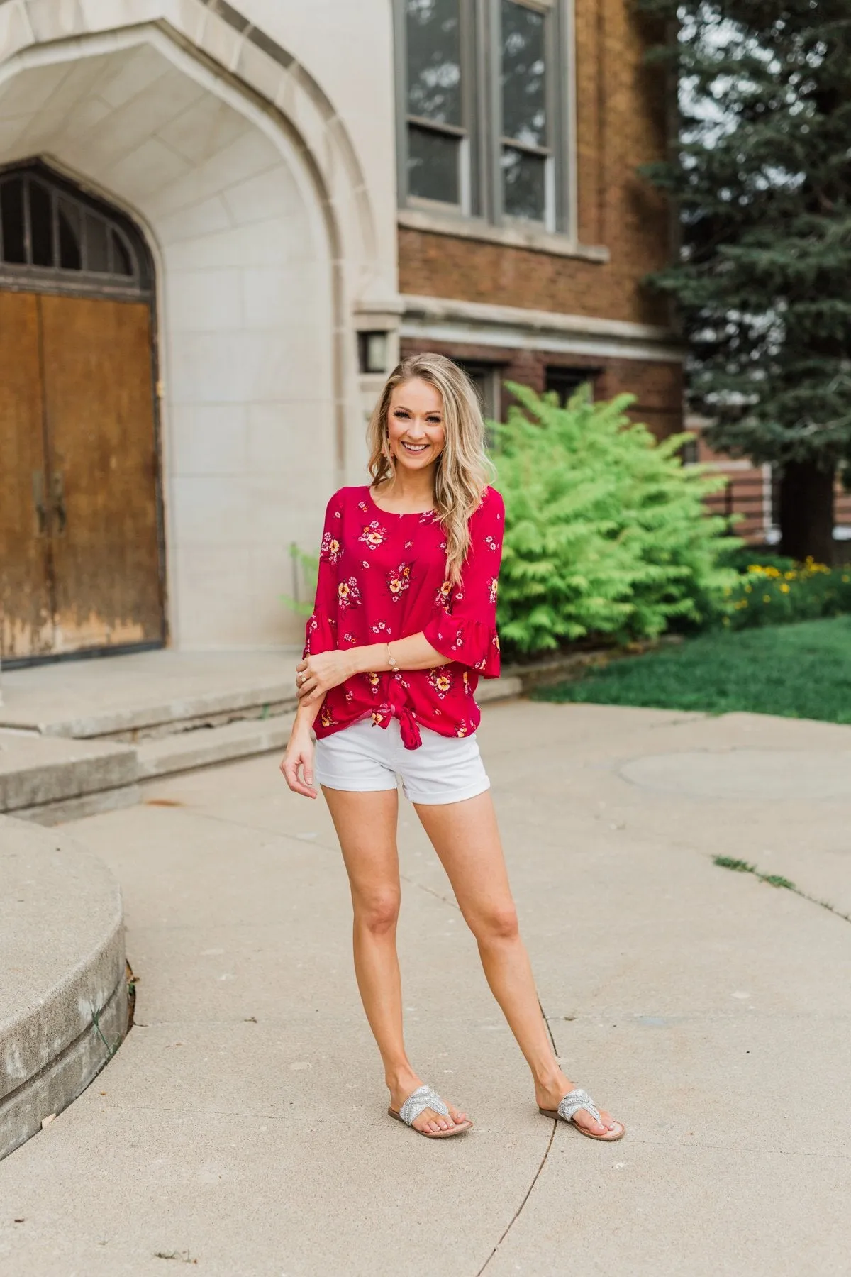 Life In A Fairytale Floral Top- Fuchsia
