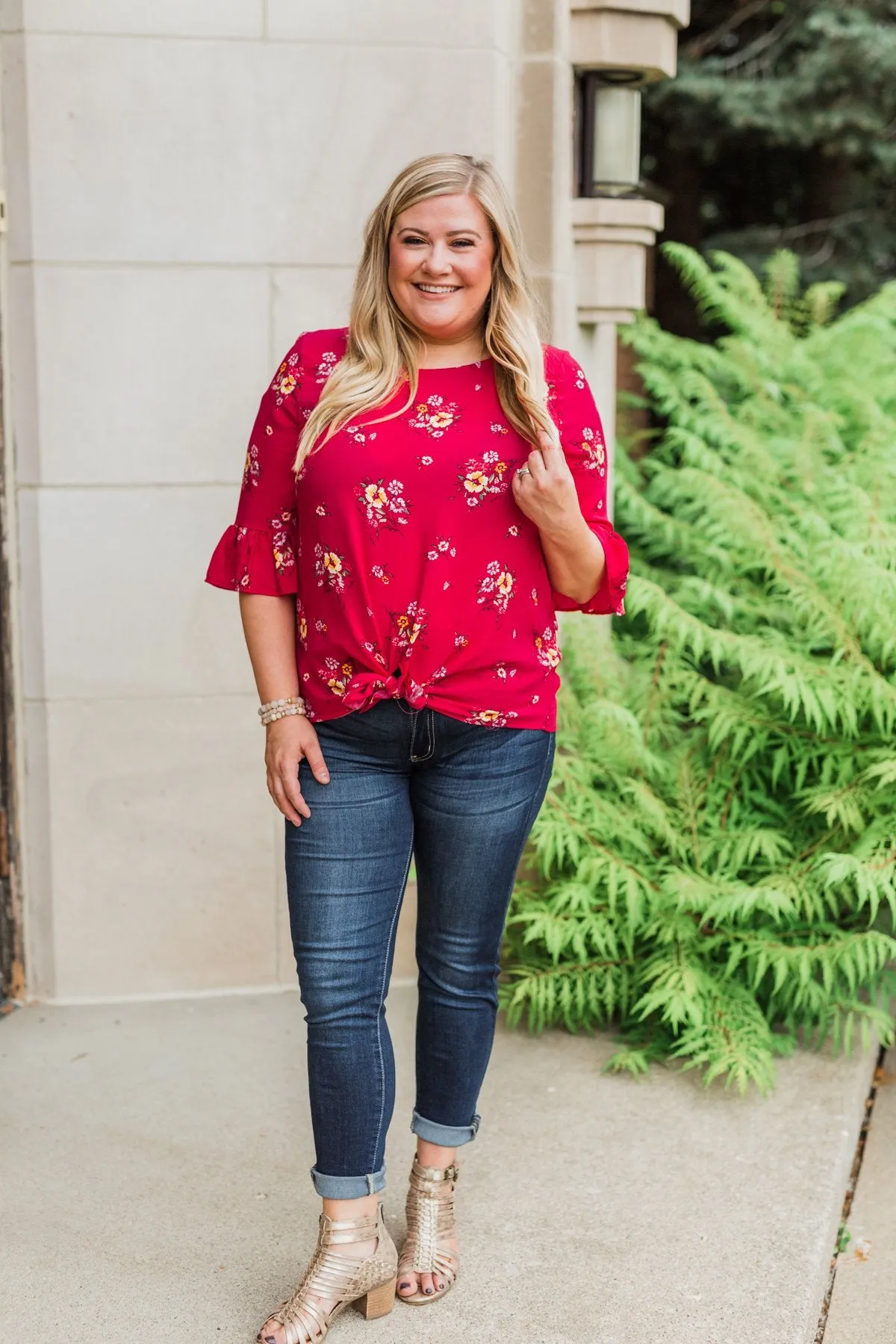 Life In A Fairytale Floral Top- Fuchsia