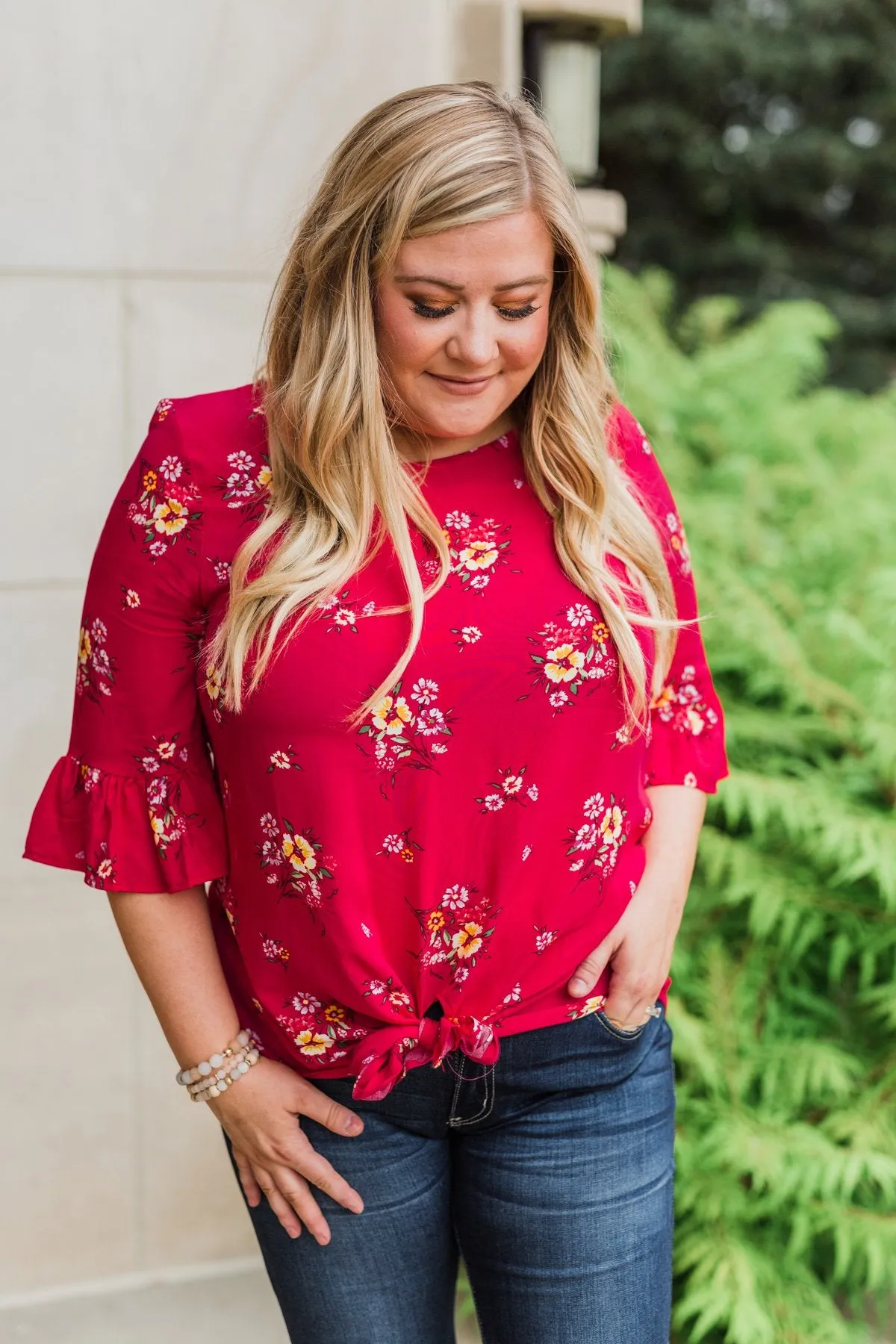 Life In A Fairytale Floral Top- Fuchsia