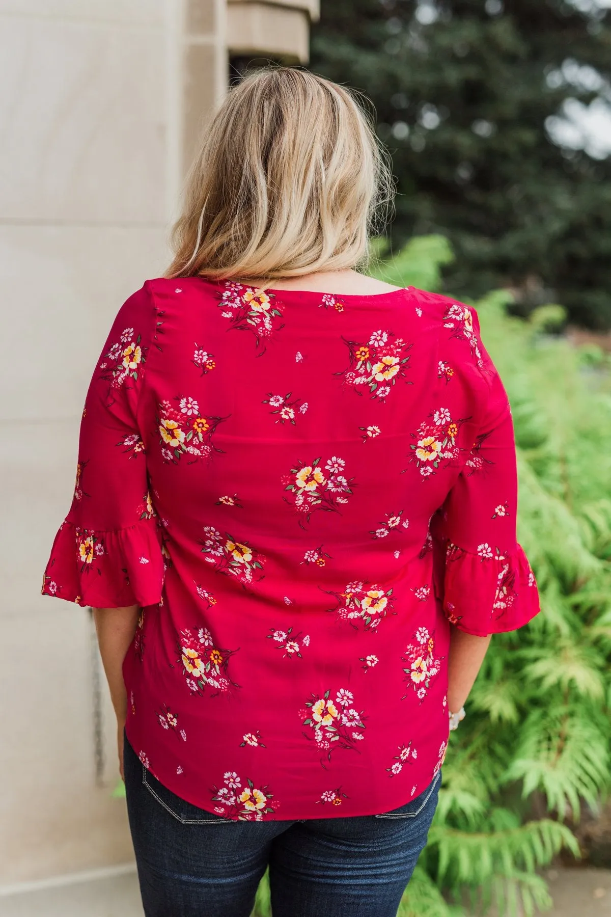 Life In A Fairytale Floral Top- Fuchsia