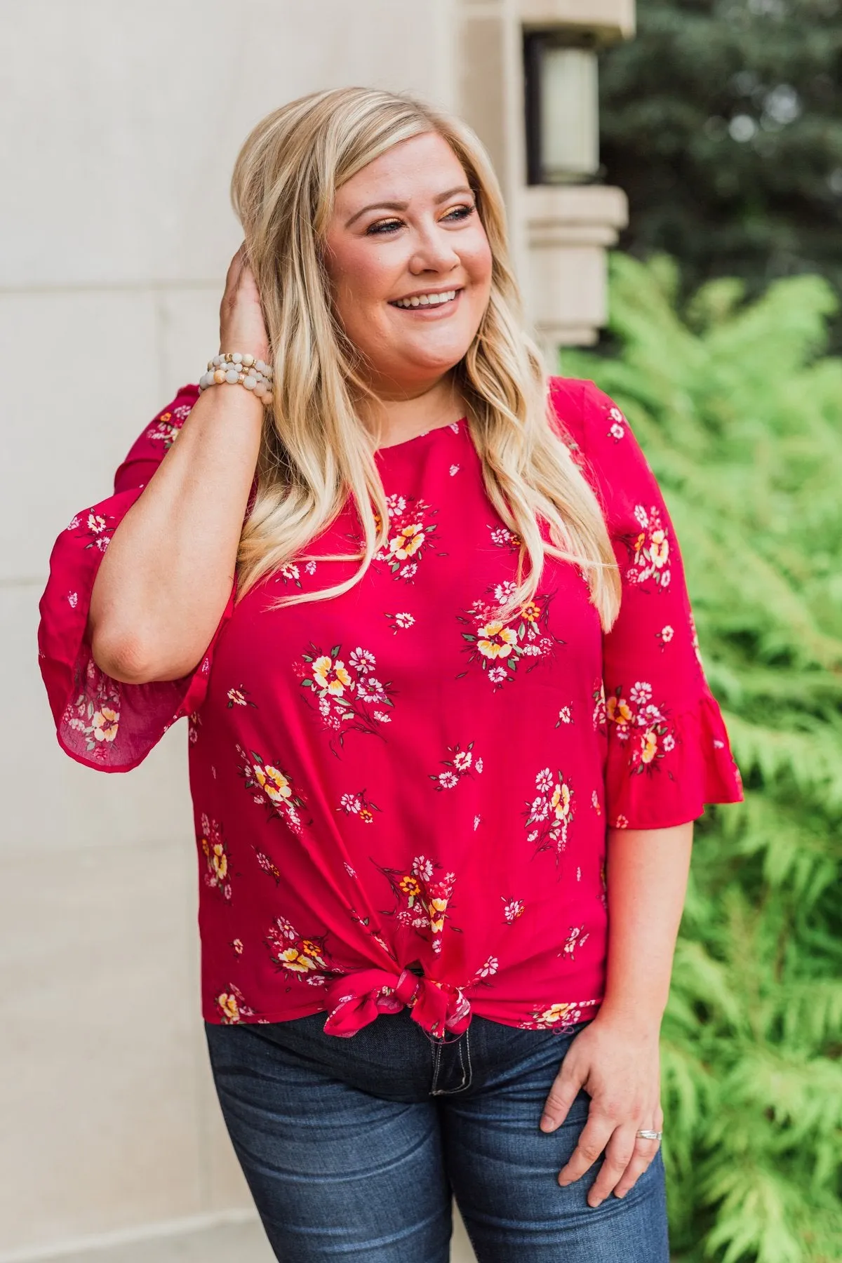 Life In A Fairytale Floral Top- Fuchsia