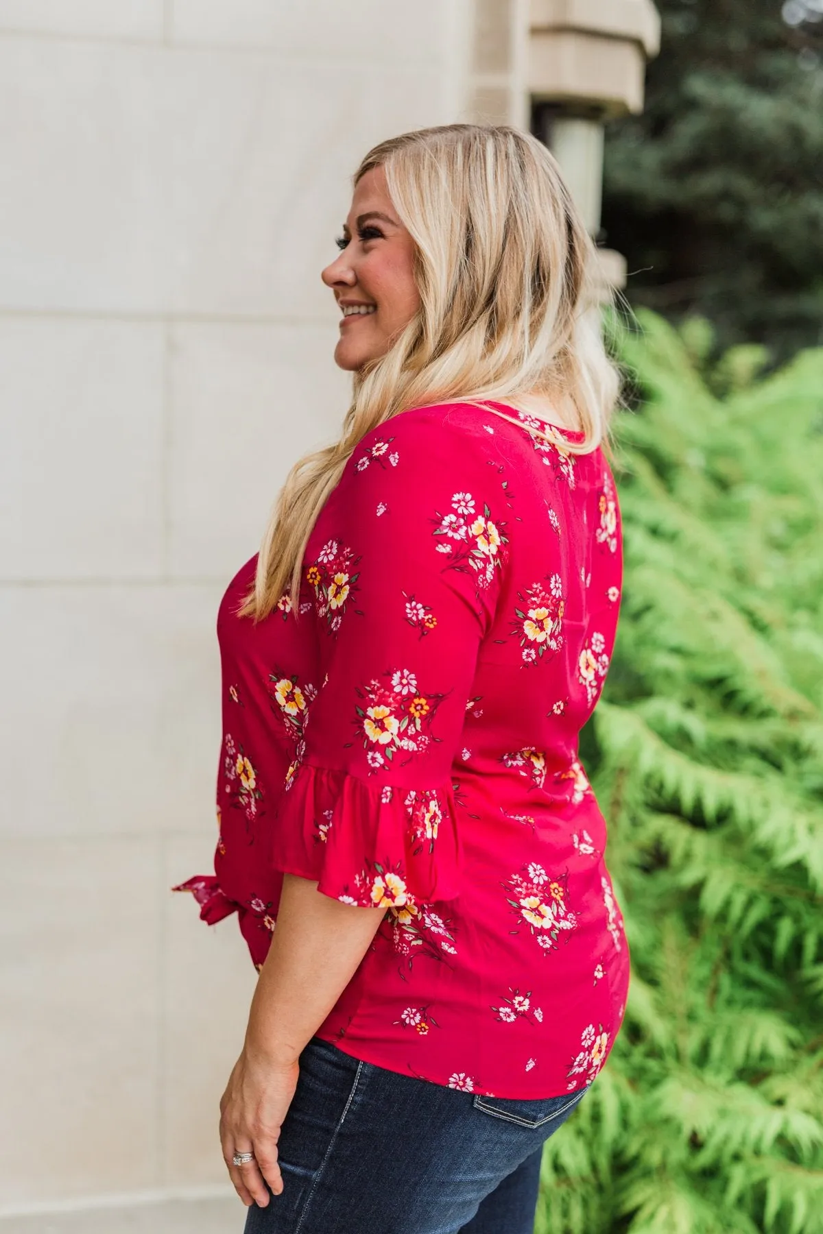 Life In A Fairytale Floral Top- Fuchsia