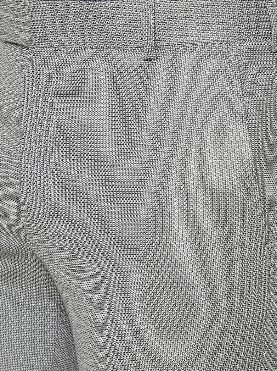 Light Grey Solid Slim Fit Formal Trouser | Greenfibre