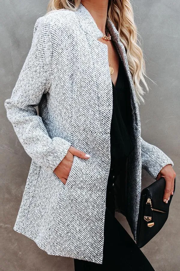 Long Sleeve Zig Zag Funnel Neck Coat