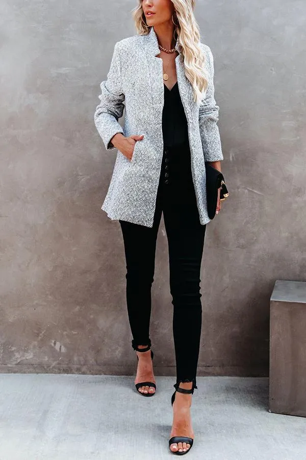 Long Sleeve Zig Zag Funnel Neck Coat