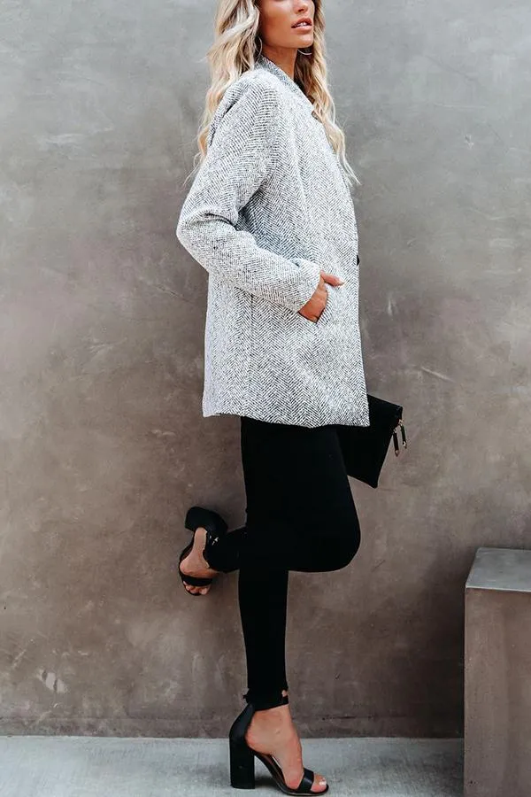 Long Sleeve Zig Zag Funnel Neck Coat