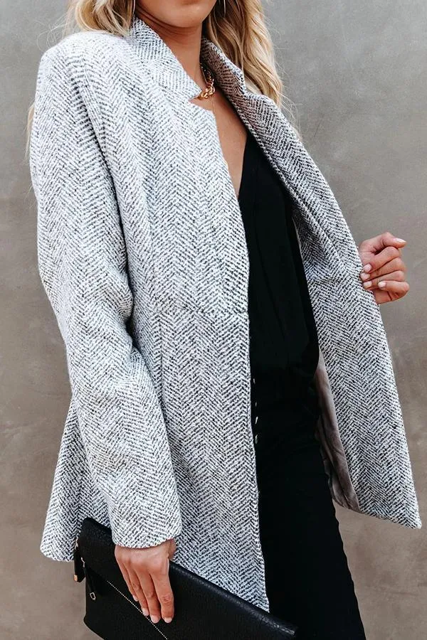 Long Sleeve Zig Zag Funnel Neck Coat