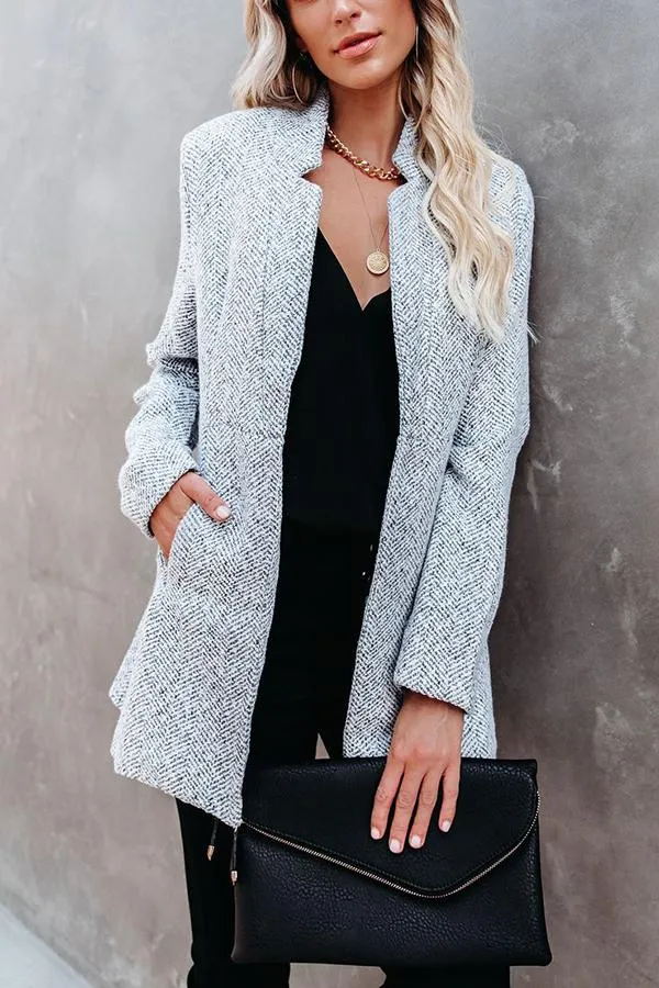 Long Sleeve Zig Zag Funnel Neck Coat