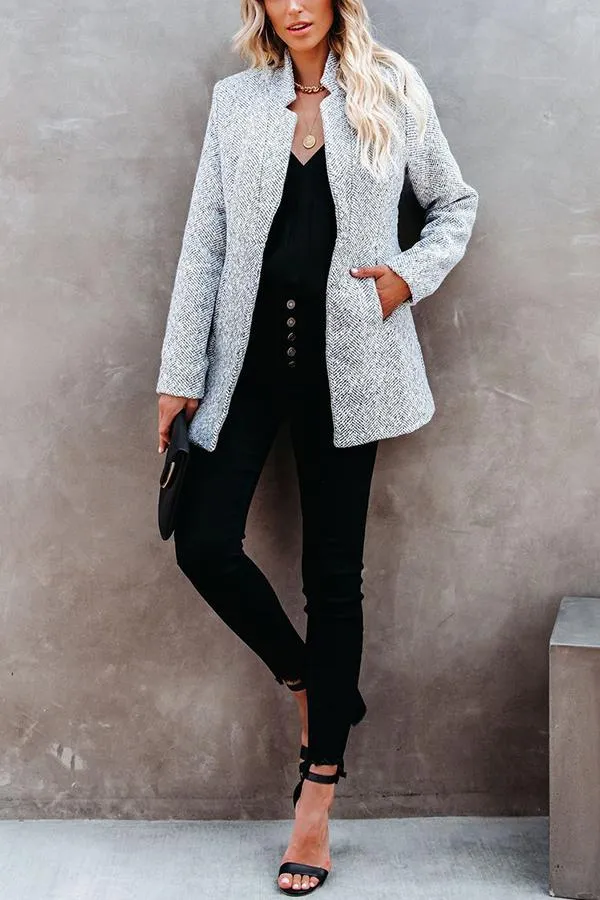 Long Sleeve Zig Zag Funnel Neck Coat