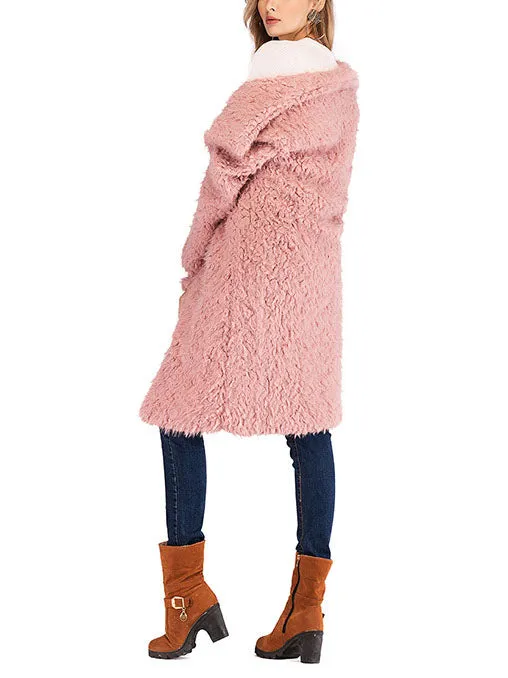 Long Sleeved Plush Jacket In A Straight Collar