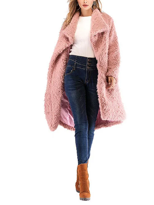 Long Sleeved Plush Jacket In A Straight Collar